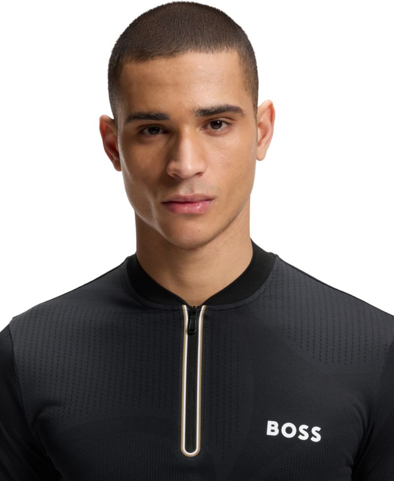 Men's Moisture Management Zip-Neck Slim-Fit Polo Shirt