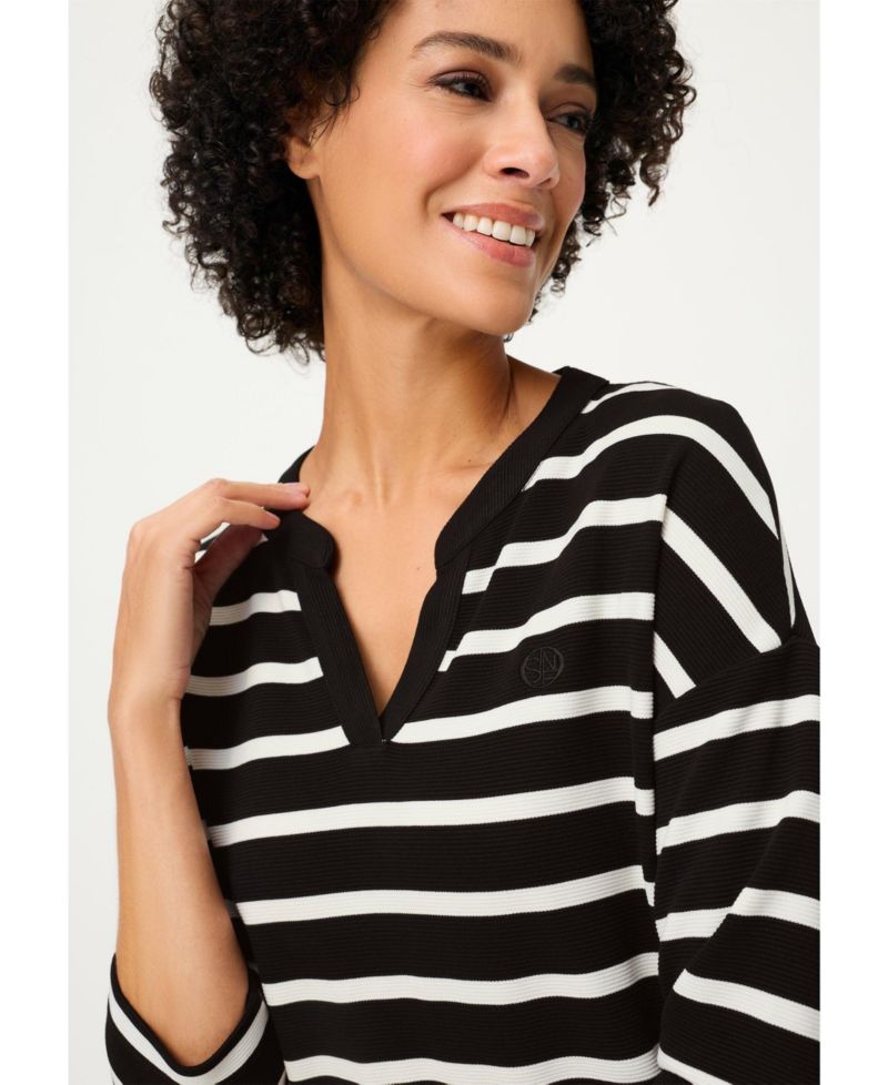 Women's Striped Rib Knit Jersey Top
