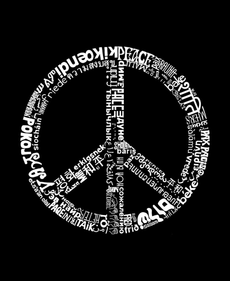 Plus Size THE WORD PEACE IN 77 LANGUAGES Word Art V-Neck T-Shirt