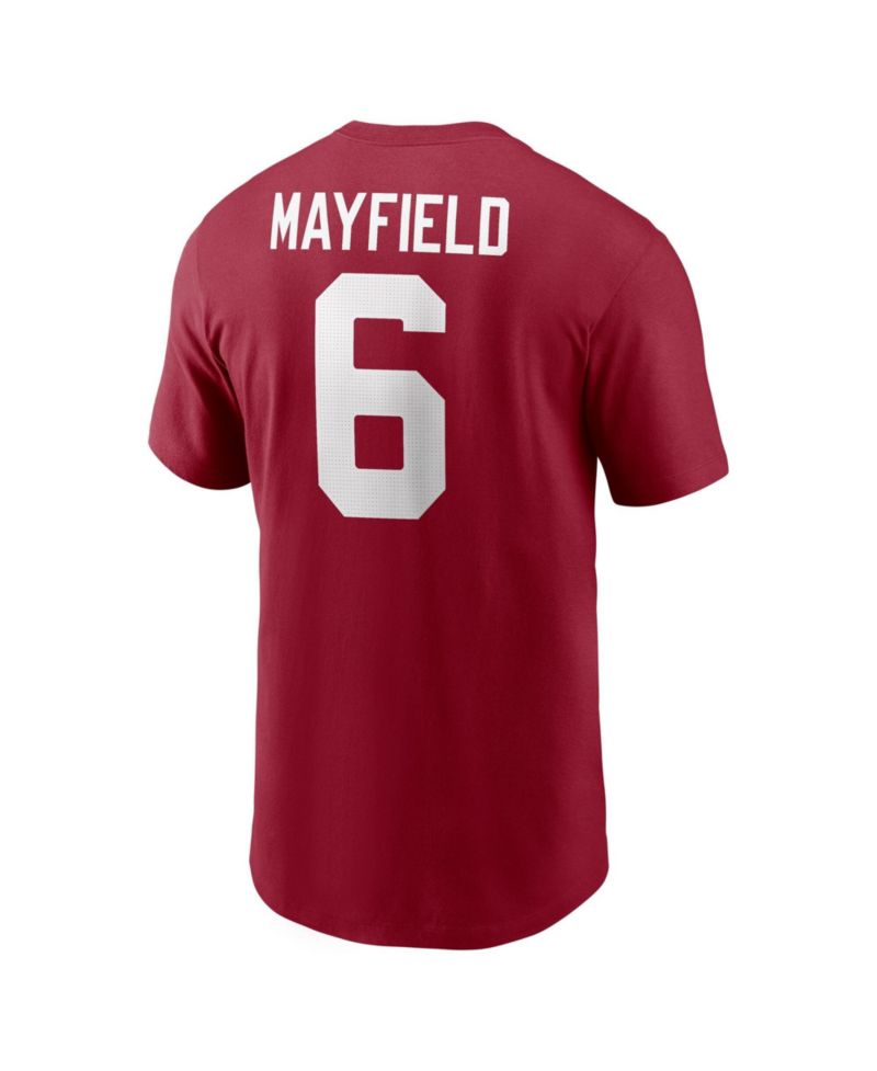 Men's Baker Mayfield Crimson Oklahoma Sooners Name & Number T-Shirt