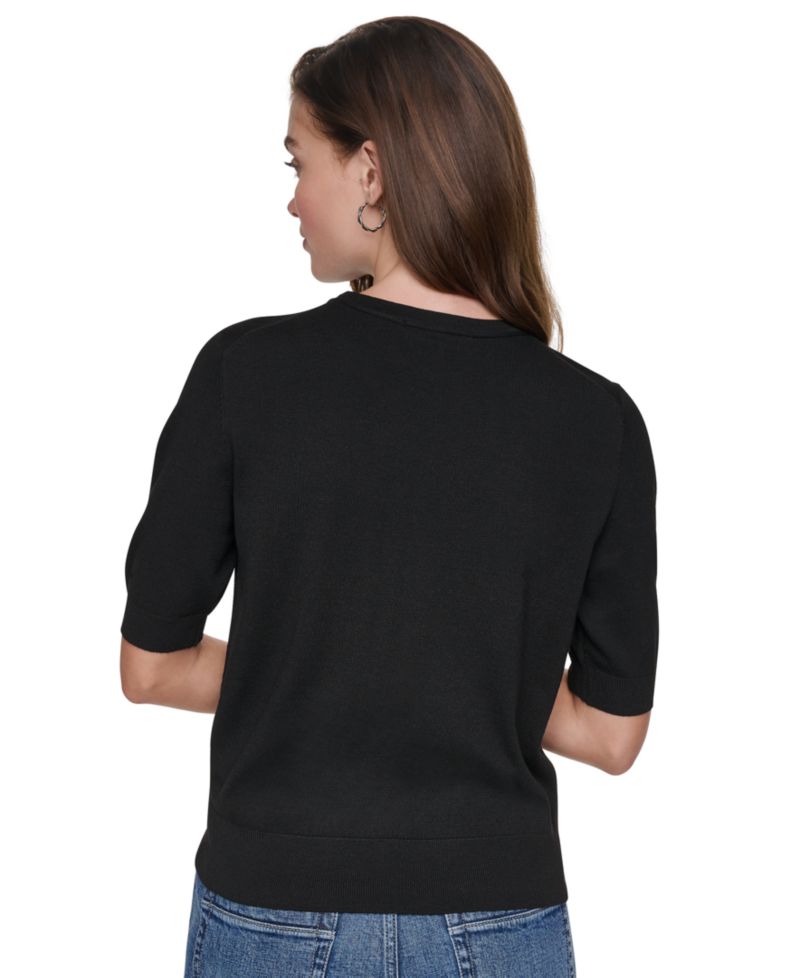 Women's Sequin Logo Elbow-Sleeve Sweater