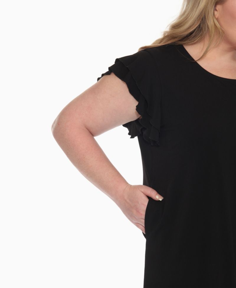 Plus Size Ruffled Sleeve Solid Top