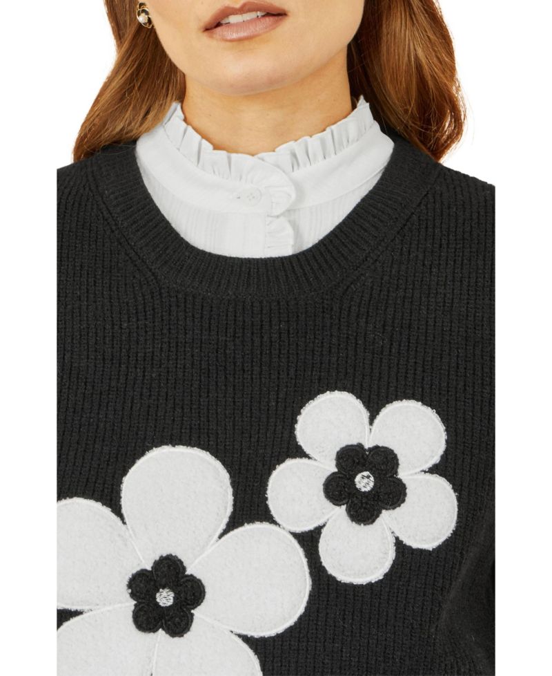 Women's Knitted Floral Sleeveless Sweater Vest