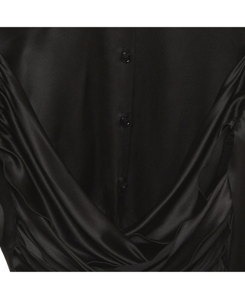 Women's Draped Stretch-Silk Cropped Shirt