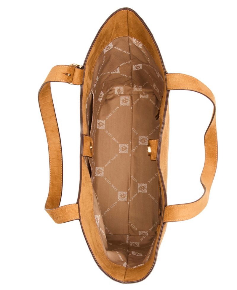 Faux Suede Croc Emboss Extra-Large Tote Handbag