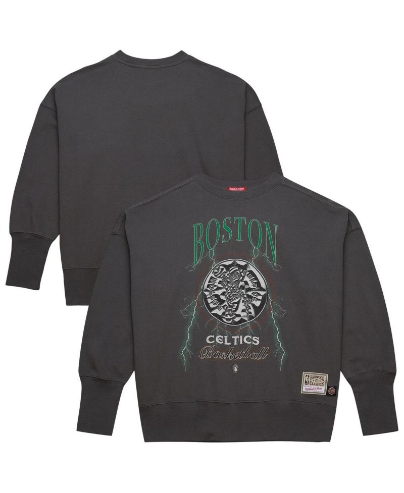 Women's Charcoal Boston Celtics Hardwood Classics Lightweight Pullover Sweatshirt