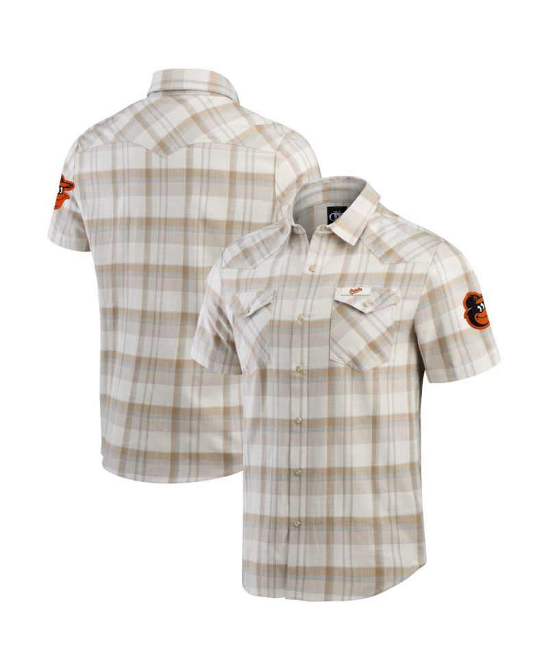Darius Rucker Collection by Men's Gray Baltimore Orioles Plaid Full-Snap Shirt
