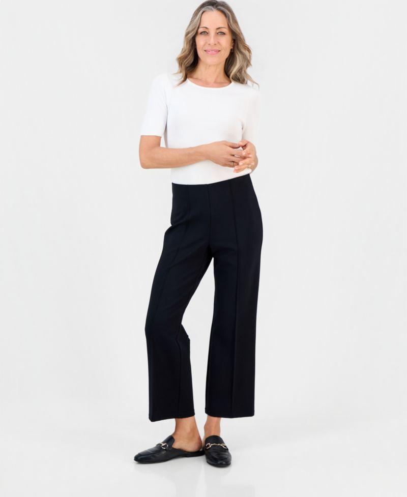 Petite Wide Leg Ponte Pull-On Pants
