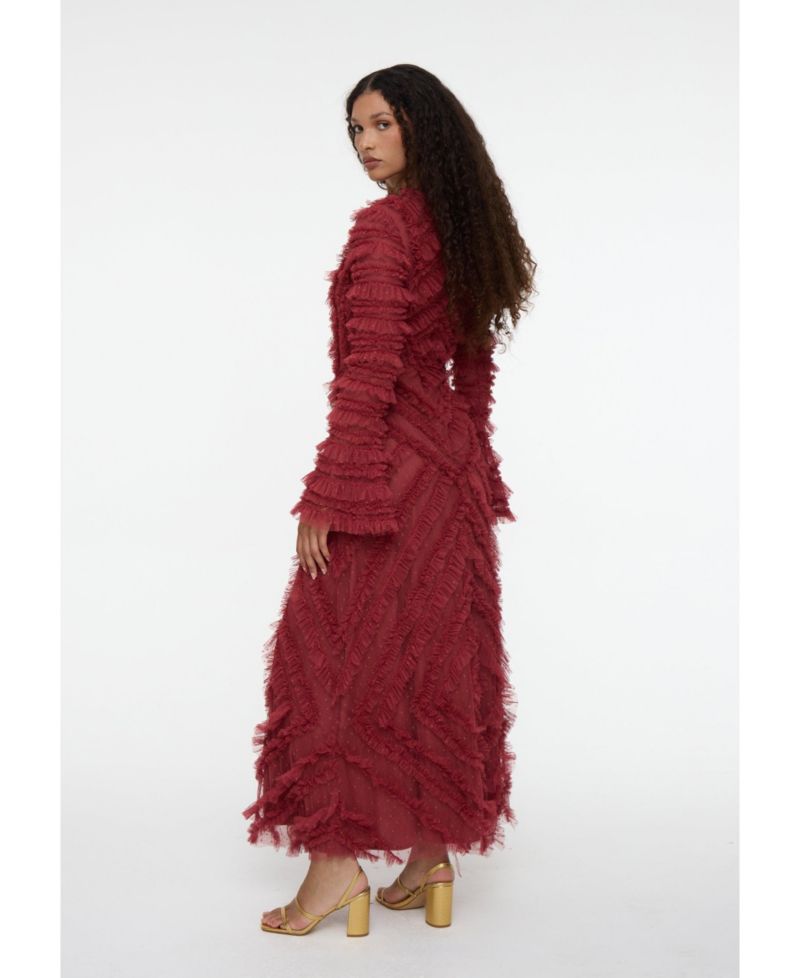 Women's Modest Embellished Sequin Beaded Dress Maxi in Blush