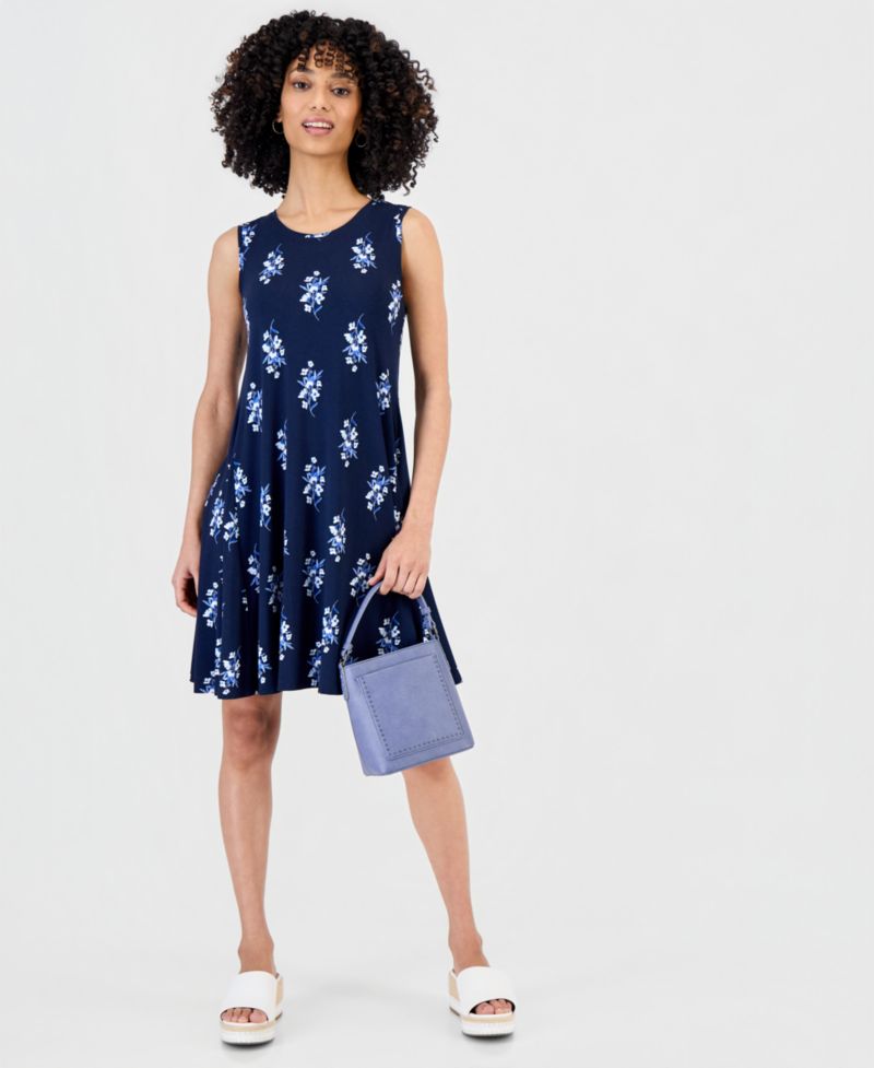 Petite Printed Sleeveless Knit Dress