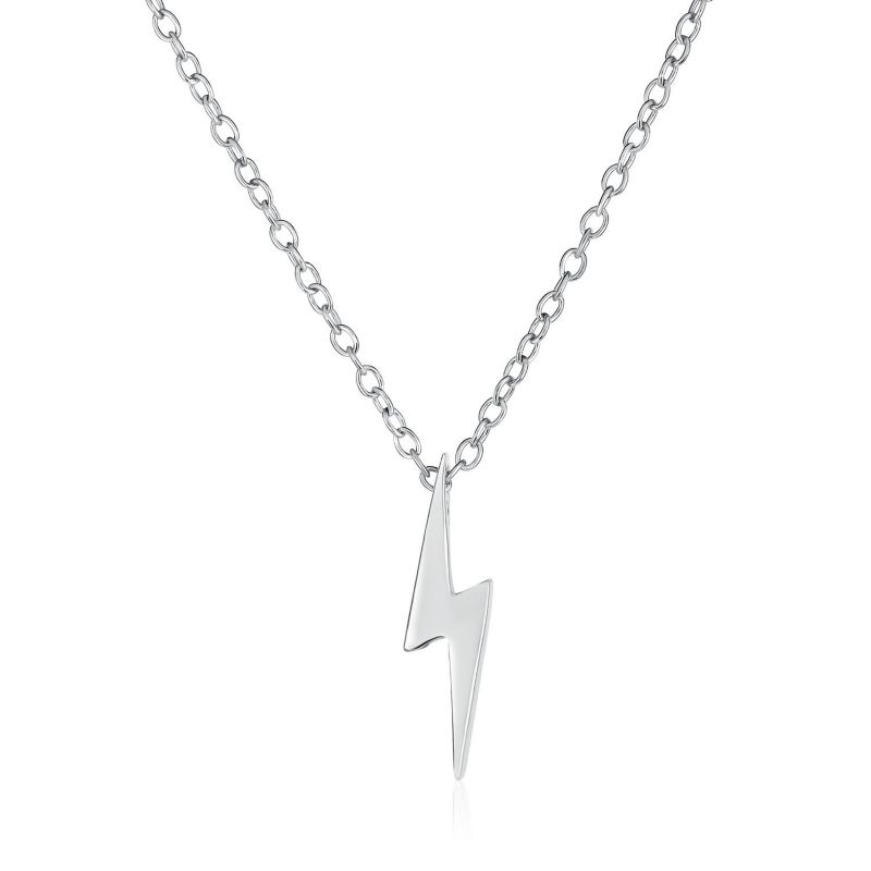 Tiny Lightning Bolt Pendant Necklace .925 Sterling Silver