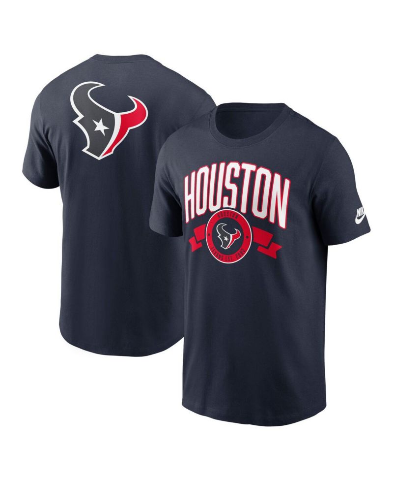 Men's Navy Houston Texans Rewind Front and Back Hit Essential T-Shirt