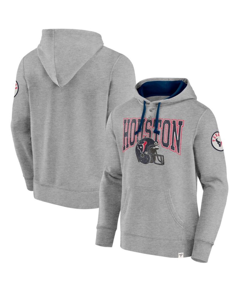 Men's Heather Gray Houston Texans Label Maker Pullover Hoodie