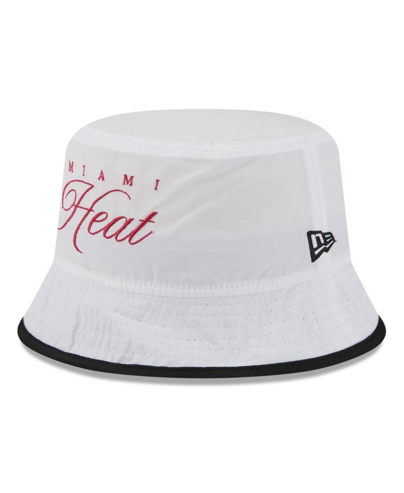 Men's White/Black Miami Heat 2025 NBA Draft Nylon Bucket Hat