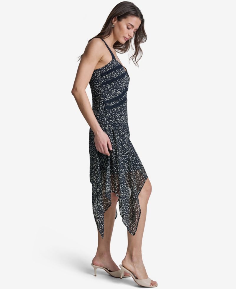 Women's Handkerchief Hem Fit & Flare V-Neck Dress