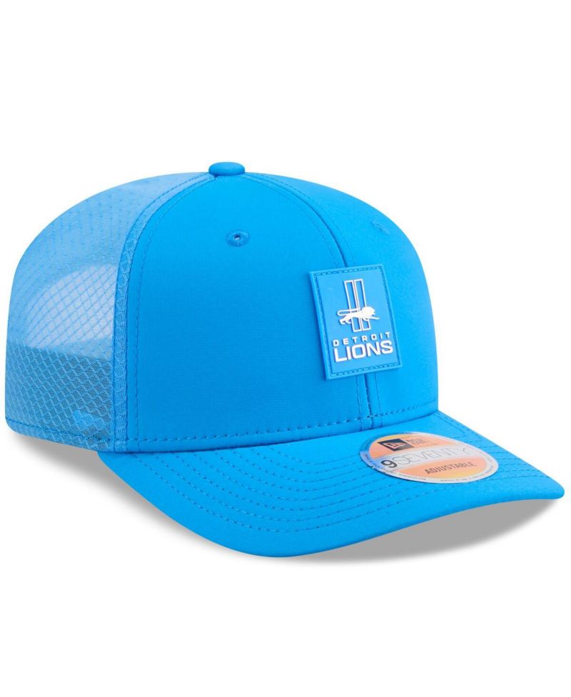 Men's Blue Detroit Lions 2025 Sideline Throwback 9SEVENTY Trucker Adjustable Hat