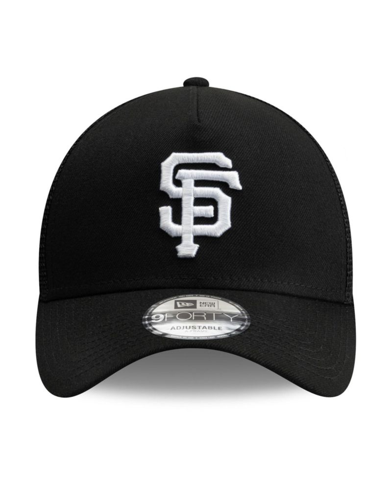 Men's Black San Francisco Giants Side Script 9FORTY A-Frame Trucker Adjustable Hat