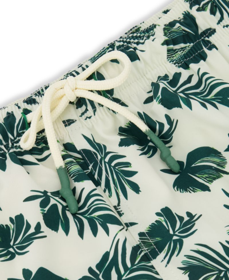 Men's Leaf-Print Woven Swim Trunks