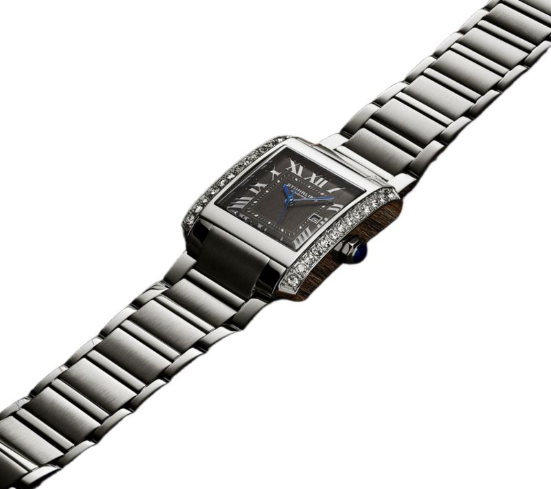 Elan Women s Rectangular Quartz Watch, Black Dial, Silver-Tone Stainless Steel Bracelet, Roman Numeral Dial and Date