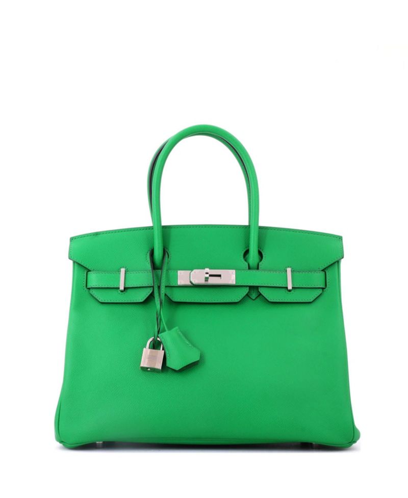 Birkin 30 Handbag Green Epsom with Palladium Hardware