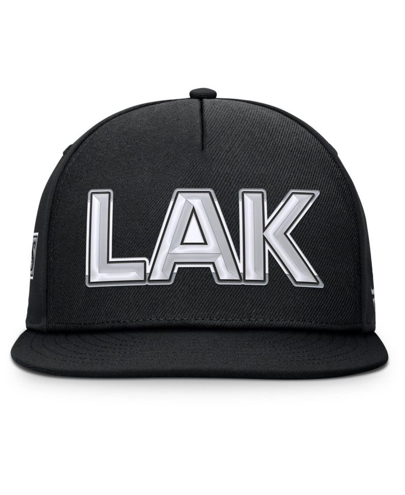 Men's Black Los Angeles Kings Authentic Pro Rink Team Code Snapback Hat
