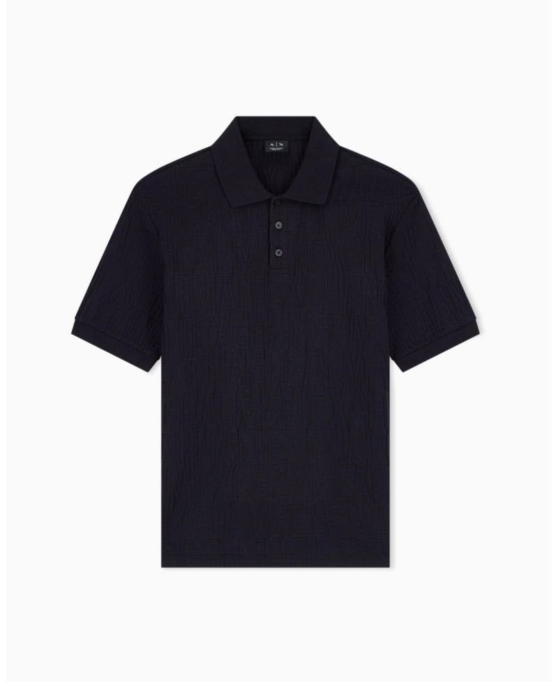 Men's Mercerized Jacquard Cotton All Over Logo Polo Shirt