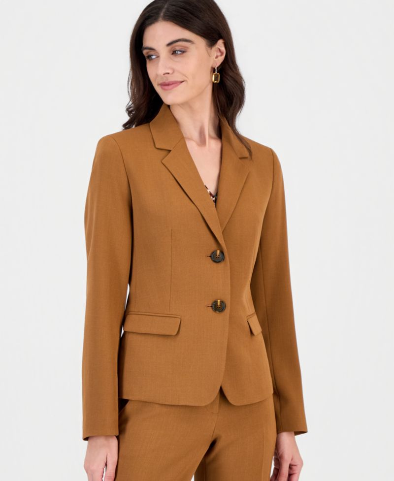 Women's Long Sleeve Stretch Crepe Two Button Blazer
