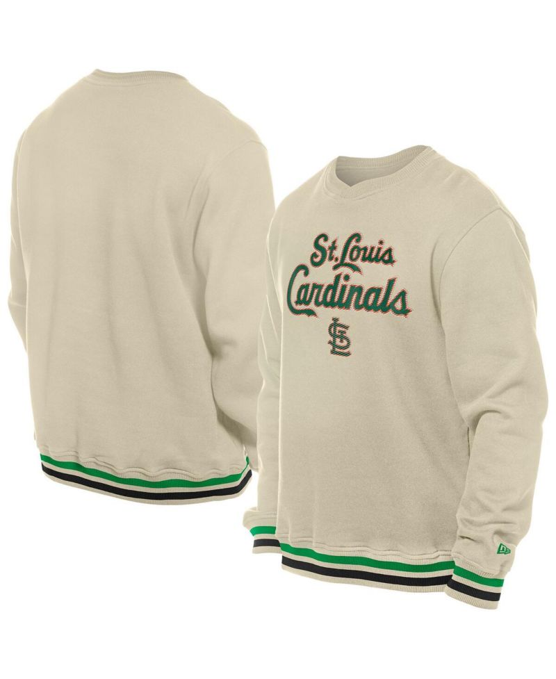 Men's Cream St. Louis Cardinals St. Patrick's Day Twill Pullover Sweatshirt