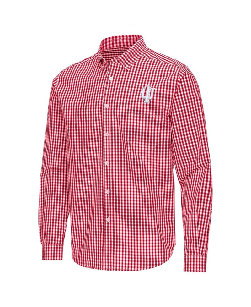 Men's Crimson Indiana Hoosiers Ellis Woven Tri-Blend Long Sleeve Button-Down Shirt