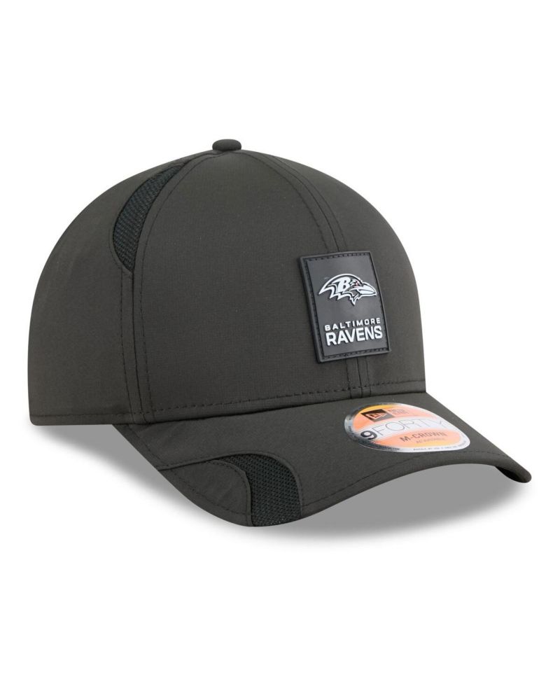 Men's Black Baltimore Ravens 2025 Sideline M-Crown 9FORTY Adjustable Hat
