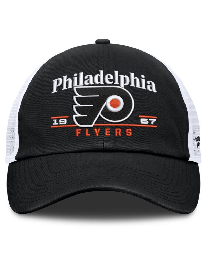 Men's Black Philadelphia Flyers Fundamental Underline Trucker Adjustable Hat