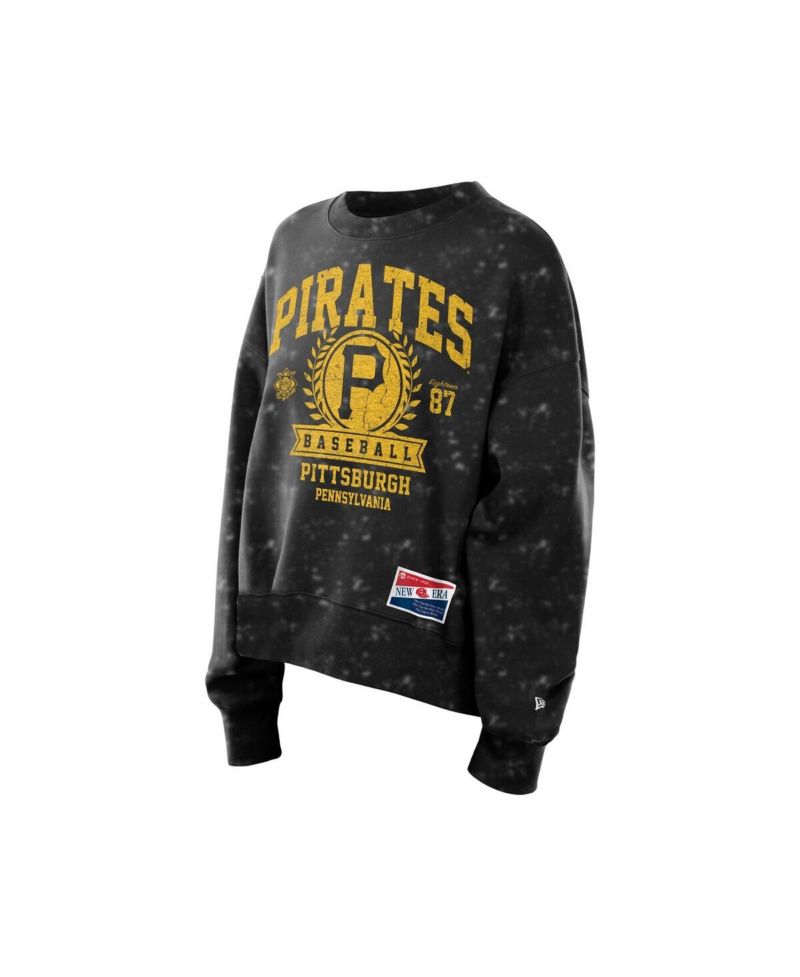 Women's Black Pittsburgh Pirates Throwback Oversized Boxy Sweatshirt