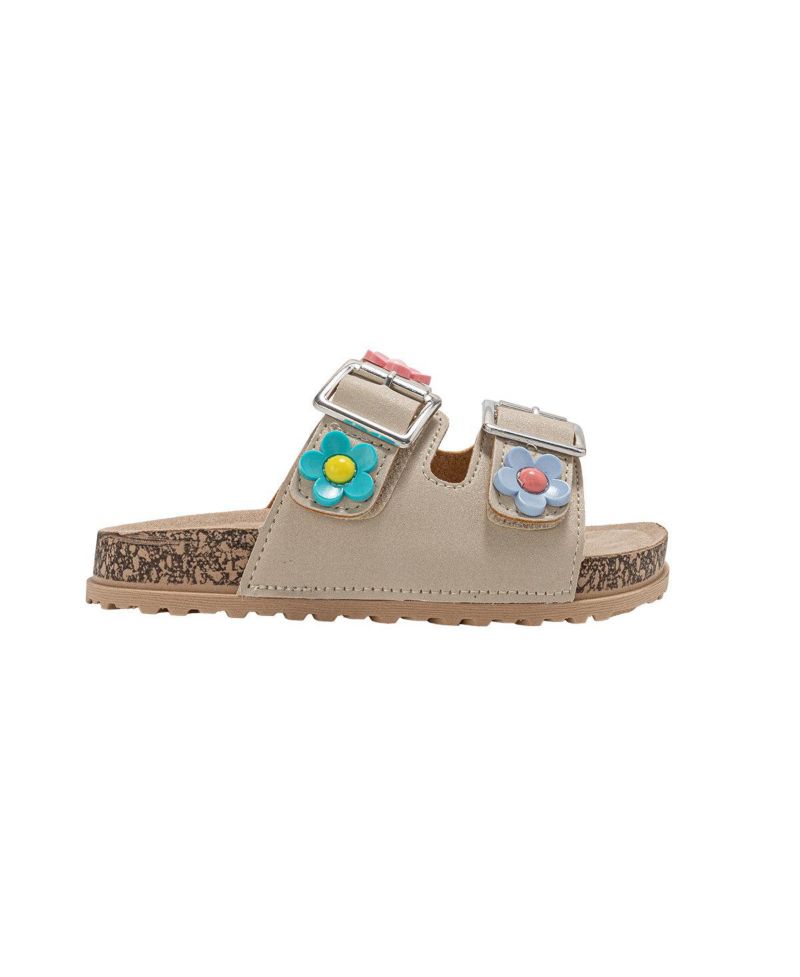 Big Girls Footbed Sandals - Lightweight and comfy, with Adjustable Buckles and Colorful Floral Charm Accents