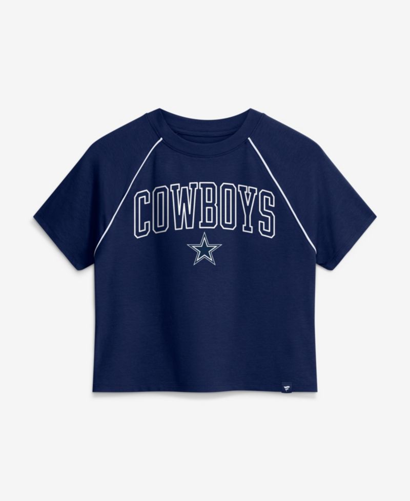 Women's Navy Dallas Cowboys Offensive Scheme Raglan Tri-Blend Cropped Top
