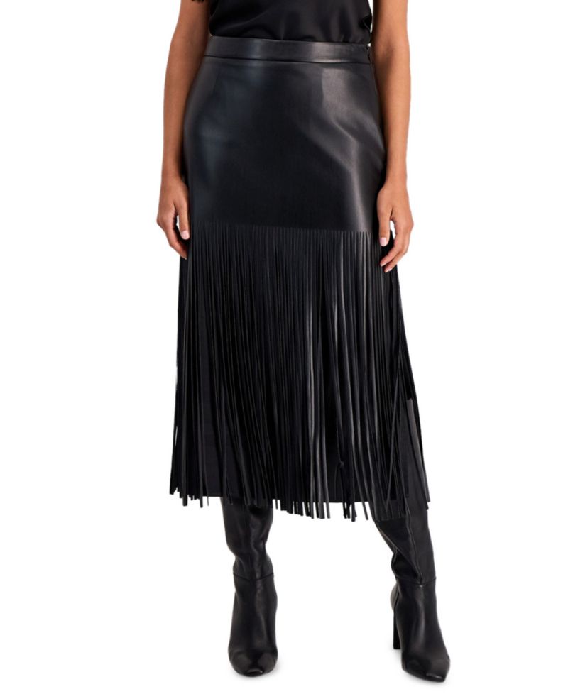 Women's Kaia High-Waisted Polyester Fringe Skirt