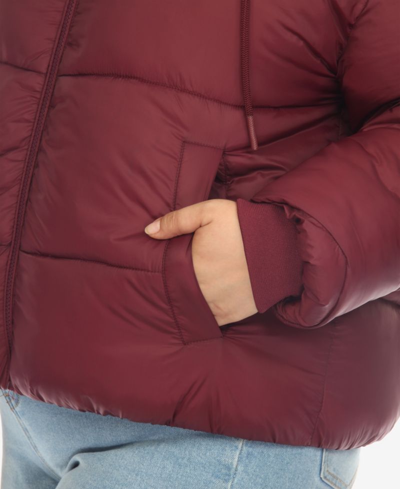Plus Size Hooded Bomber Puffer Coat