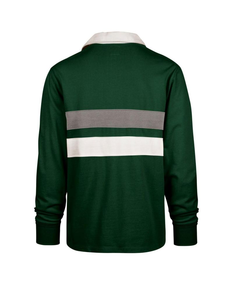 Men's Green Michigan State Spartans Clubhouse Knox Thames Long Sleeve Rugby Polo Shirt
