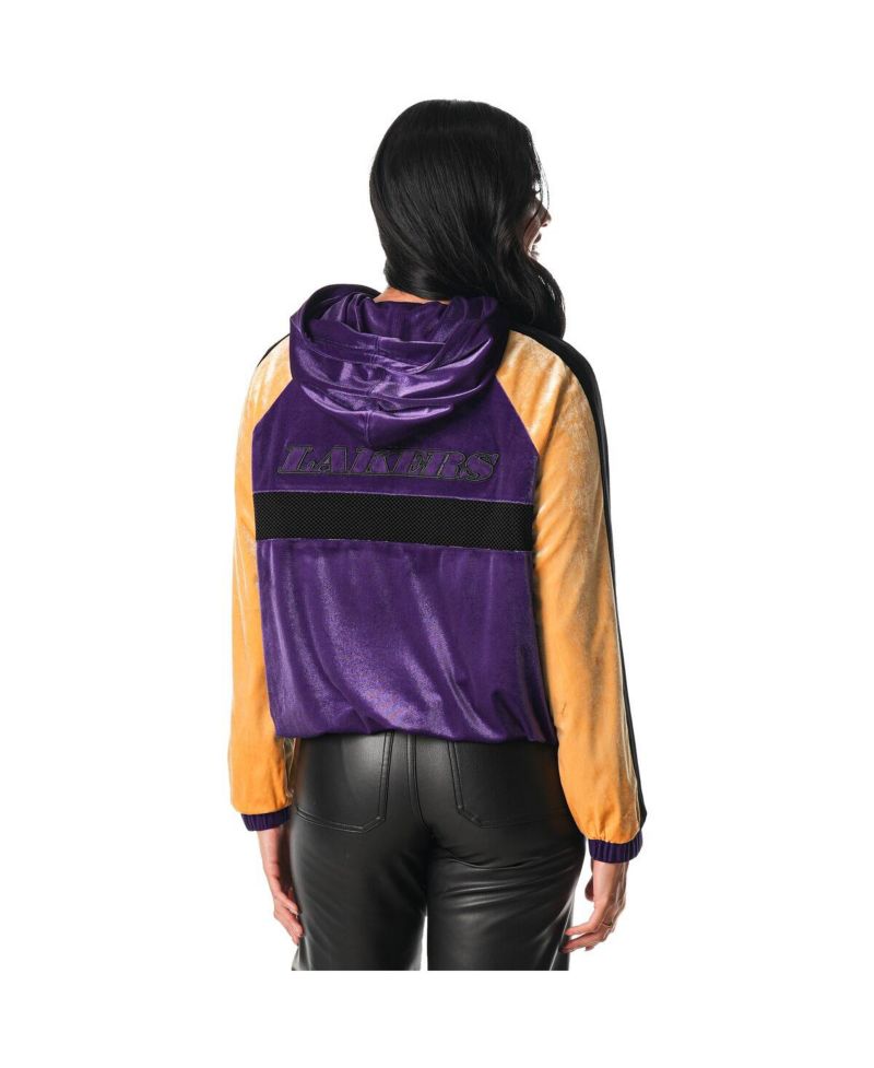 Women's Purple Los Angeles Lakers Velour Full-Zip Track Jacket Hoodie