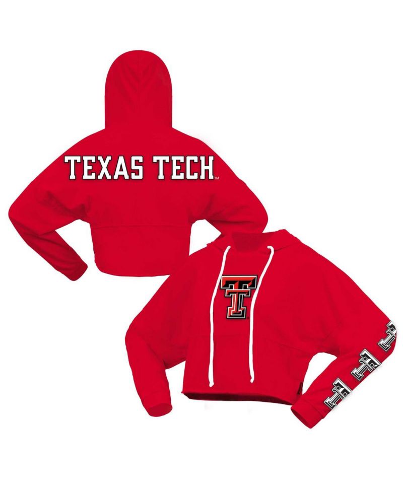 Women's Red Texas Tech Red Raiders Oversized Cropped Pullover Hoodie
