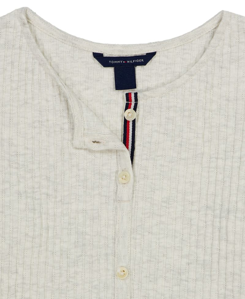 Girls' 7-16 Pointelle Rib Long-Sleeve Top