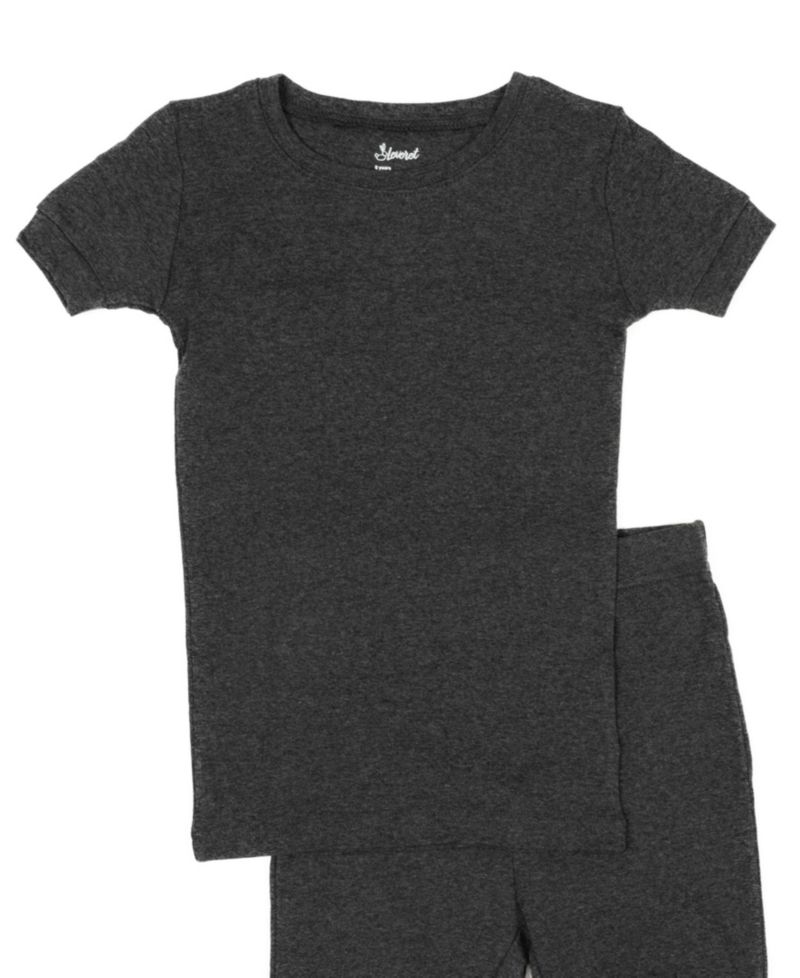 Toddler Matching Family Two Piece Cotton Short Sleeve Shirt and Shorts Solid Color Pajamas 2T-5T