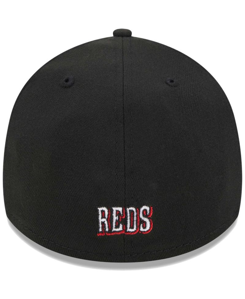 Men's Black Cincinnati Reds Logo 39THIRTY Flex Hat