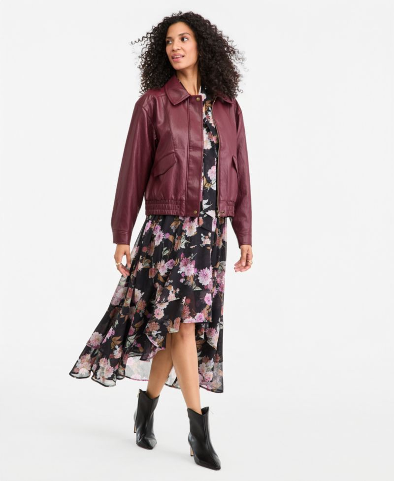 Women's Long-Sleeve Floral High-Low Dress