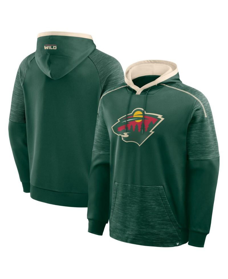 Men's Green Minnesota Wild Goaltender Defender Pullover Hoodie