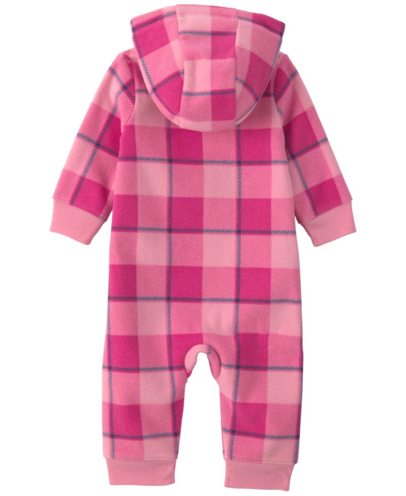 Baby Girls' Buffalo Check Fleece Zip-Up Hooded Jumpsuit
