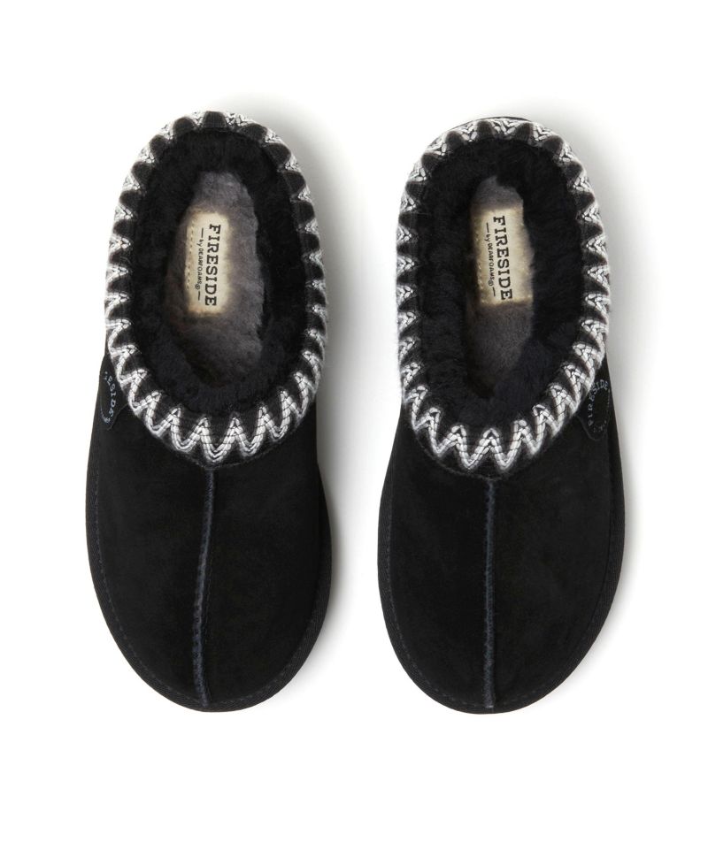Women's Fireside Greta Genuine Shearling Clog Slipper with Embroidery
