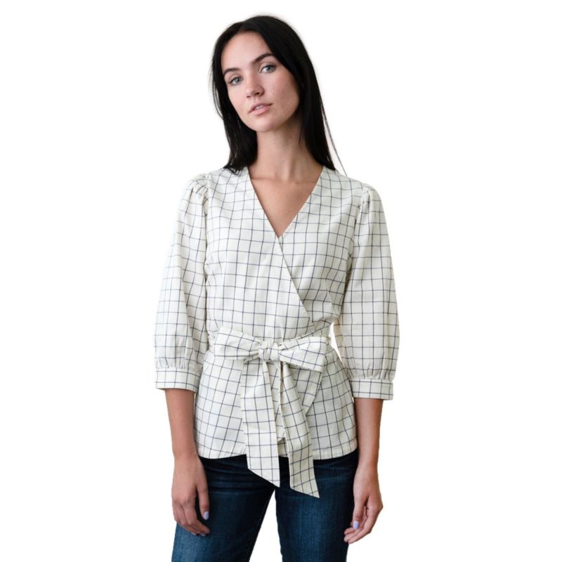 Women's Hope and Henry Puff Sleeve Wrap Top
