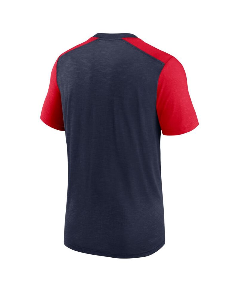 Men's Heathered Navy, Heathered Red Tennessee Titans Color Block Team Name T-shirt