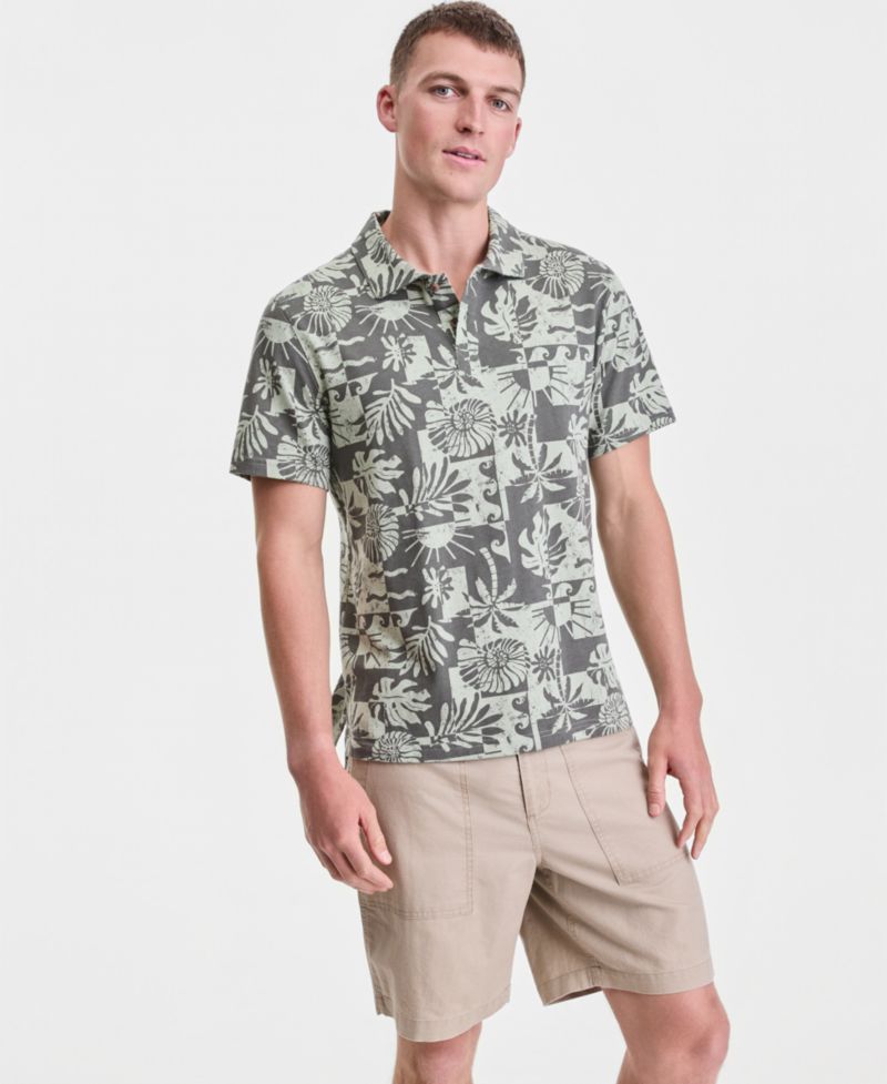 Men's Cotton Palm-Print Polo Shirt
