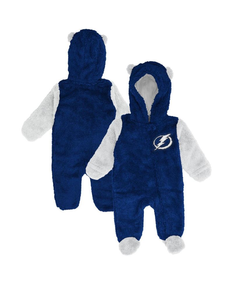 Baby Boys and Girls Blue Tampa Bay Lightning Stay Napping Fleece Bunting Full-Zip Hooded Sleeper